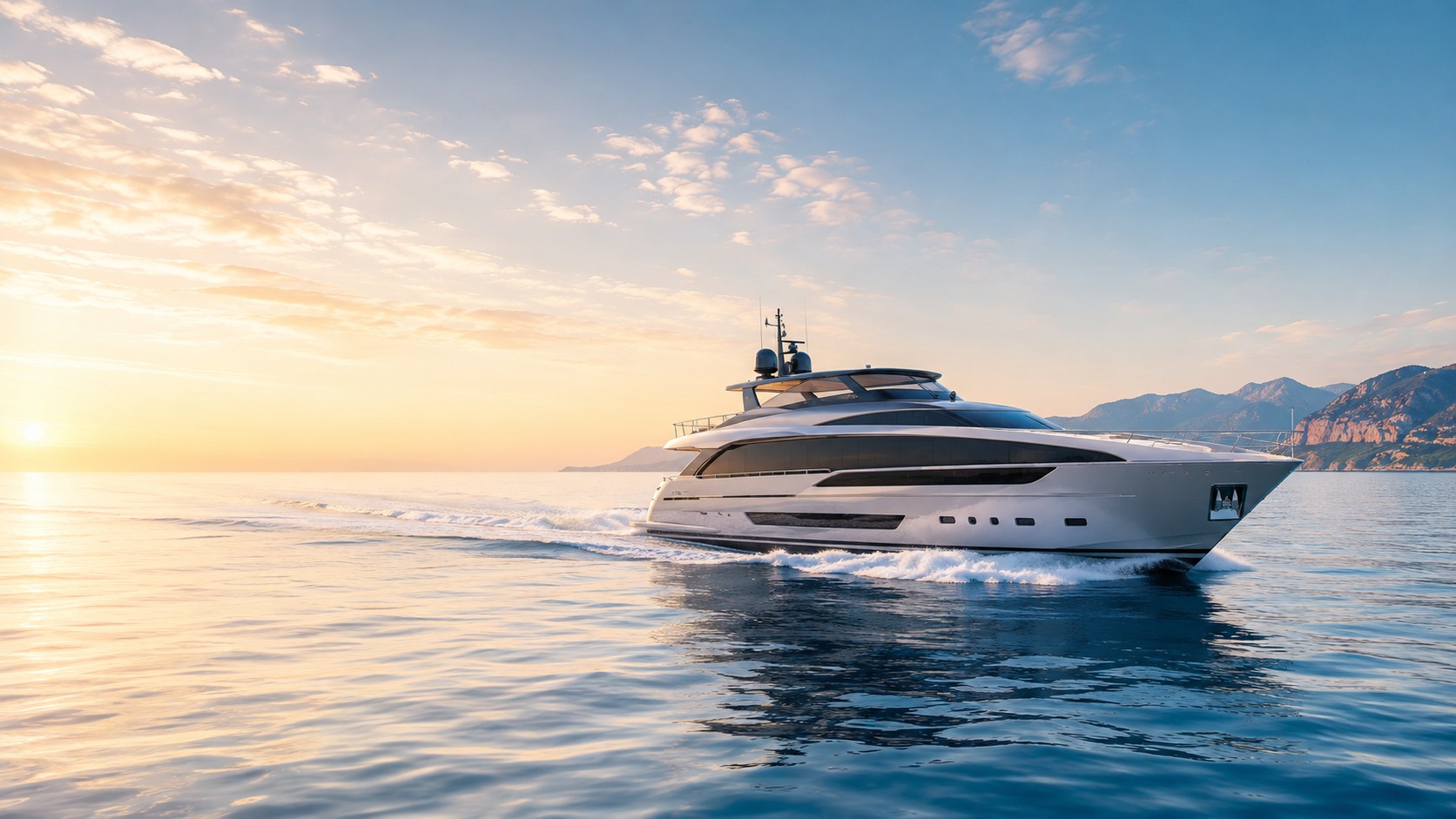 Motor yacht underway at sea